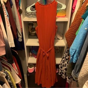 Burnt orange midi dress